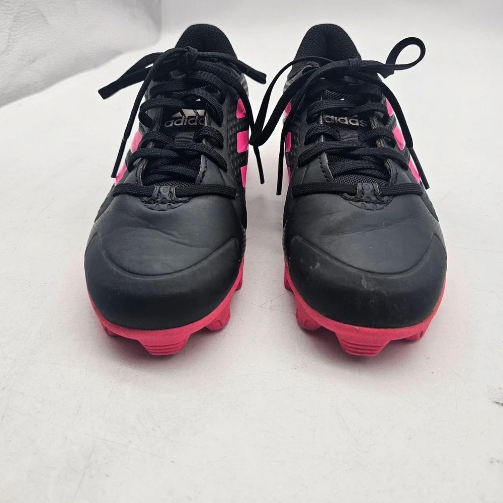 Adidas PureHustle Shoes KIDS Size 3 Black Pink Baseball Cleats Spikes Outdoor